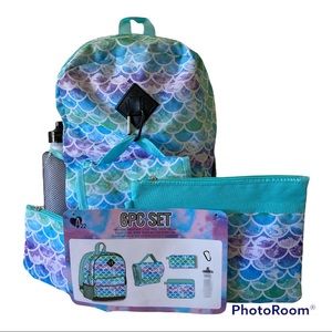 A22 6Pc Mermaid Backpack & Accessories Set Color Blue, Purple and Green